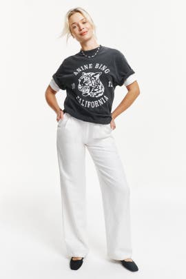 Anine Bing Leopard Collegiate Logo Tee