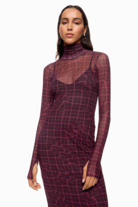AFRM Shailene Mesh Turtleneck Dress