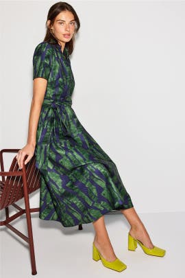 Badgley Mischka Short Sleeve Collar Full Skirt Day Dress
