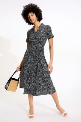 Club Monaco Open Neck Silk Shirt Dress