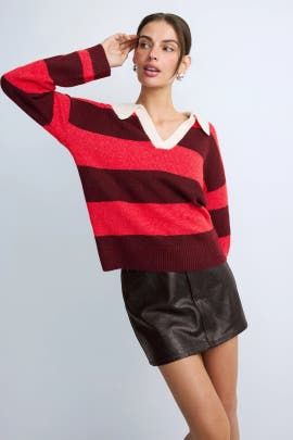 Central Park West Marley Striped Rugby Sweater