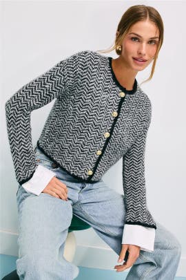 Derek Lam 10 Crosby Sabine Herringbone Cardigan