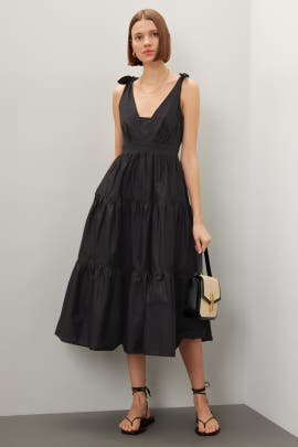 Derek Lam 10 Crosby x RTR Tie Shoulder Tiered Dress