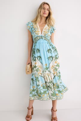Derek Lam 10 Crosby x RTR Flutter Sleeve V-Neck Midi