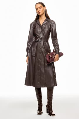 Eudon Choi x RTR Faux Leather Corset Detail Midi Dress
