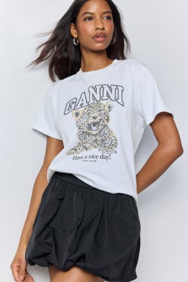 GANNI Leopard Graphic Relaxed T-Shirt