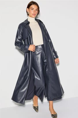 Jason Wu x RTR Navy Faux Leather Trench Coat