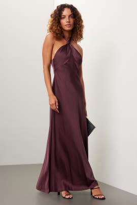 Liv Foster Satin Halter Gown