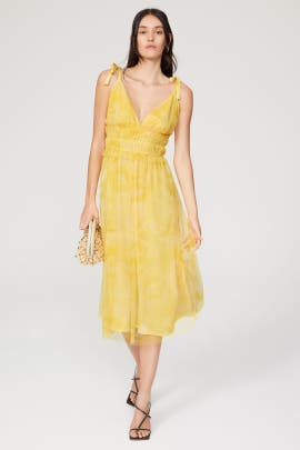 Louna Yellow Printed Midi Dress