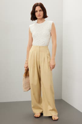 Love, Whit by Whitney Port Beige Pleated Trousers