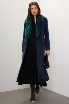 Marina Moscone x RTR Faux Fur Collar Coat