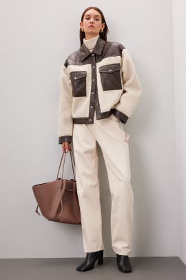 Peter Som x RTR Quilted Leather Sherpa Jacket