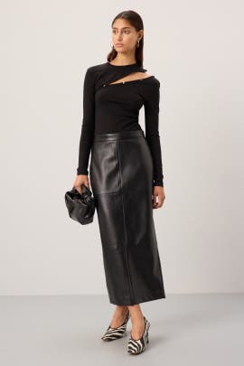 Rosetta Getty x RTR Faux Leather Column Skirt