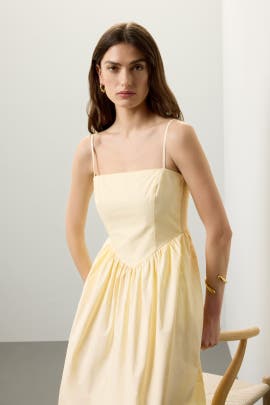 Ronny Kobo x RTR Yellow Corset Midi Dress