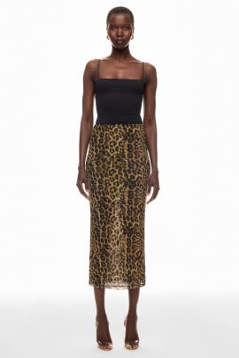 Ronny Kobo x RTR Leopard Print Mesh Skirt