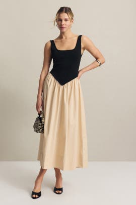 Ronny Kobo x RTR Combo Drop Waist Midi Dress