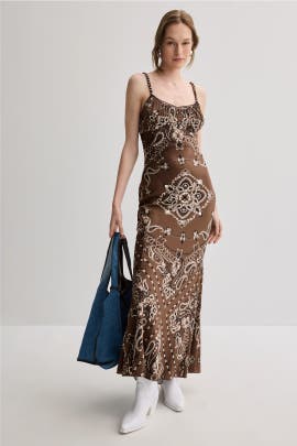 Sandro Bandana Print Midi Dress
