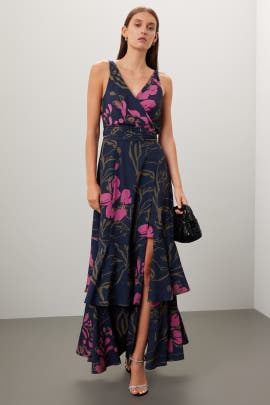 Slate & Willow Floral Wrap Gown