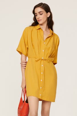 Thakoon x RTR Yellow Tie Waist Shirtdress