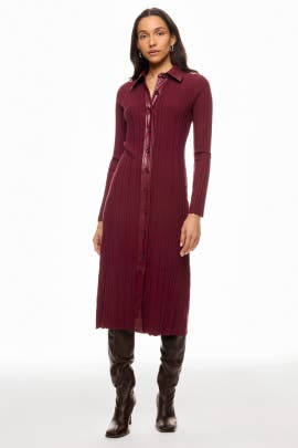 TOCCIN x RTR Variegated Rib Knit Leather Combo Dress